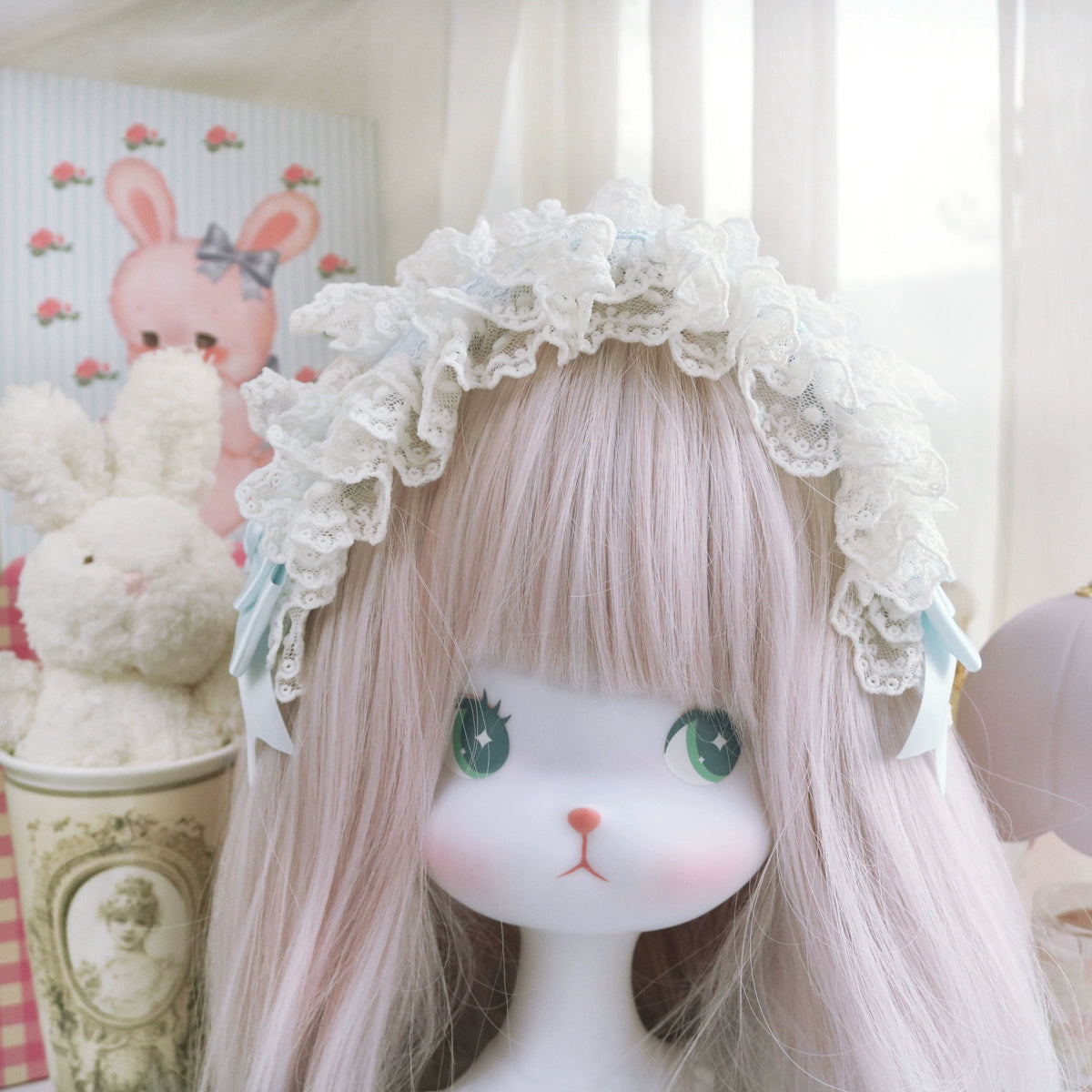 Creamy bubbles~Elegant Lolita Blue-white Hairband   