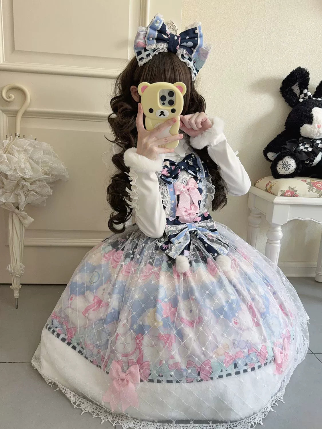 Hanguliang - Candy Mary Cat - Fluffy Sweet Lolita JSK Dress, Kitten Print