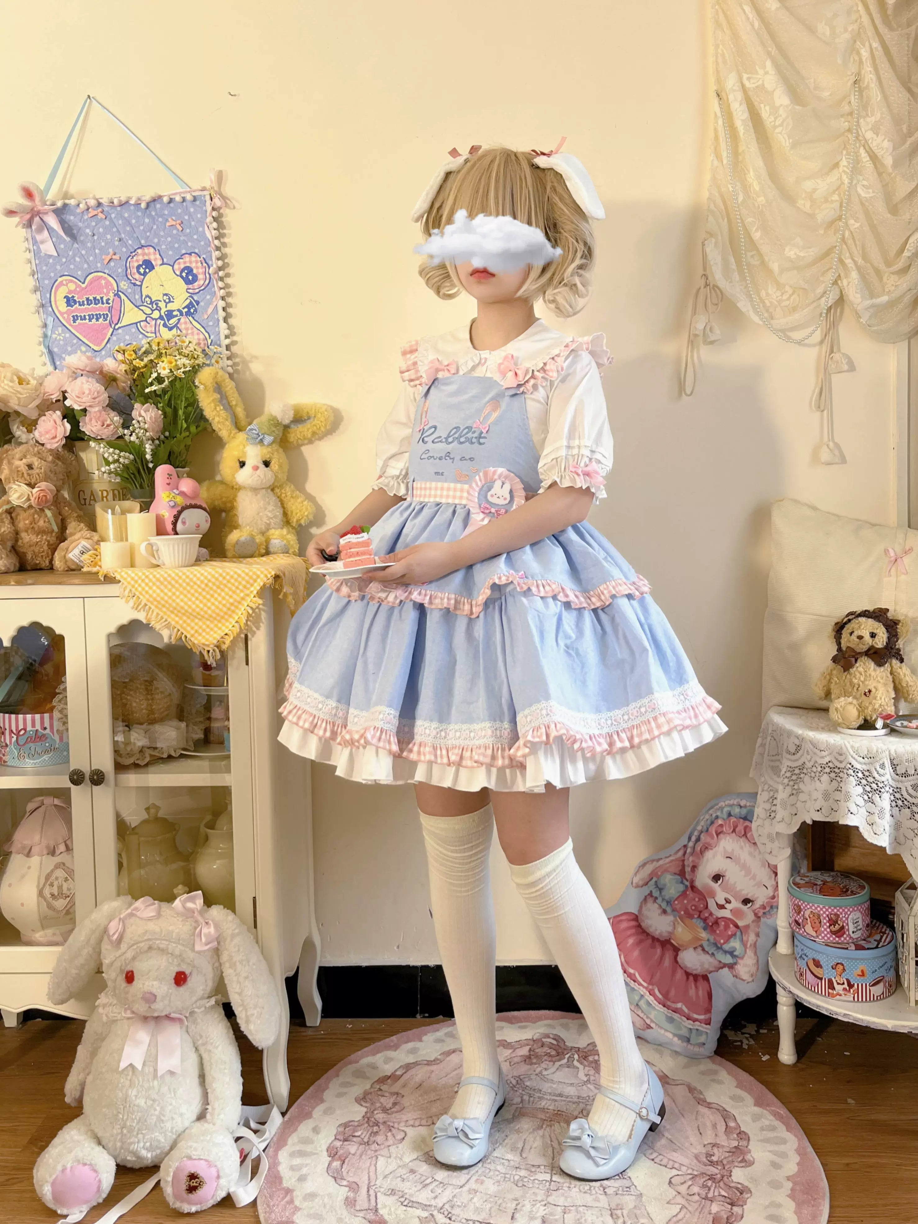 Cute Rabbit - Sweet Lolita Short Sleeve Shirt, Bunny Ears