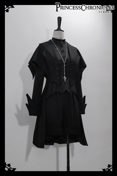 Princess Chronicles~Yan Ye~Ouji Lolita Irregular Hem Black Shirt   