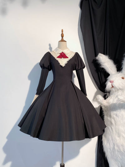 Forest Clerk~Forest Clerk~Elegant Lolita OP Dress Set A Line Dress with Apron Free size Short OP 