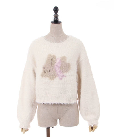 Axes Femme~Kawaii Lolita Rabbit Print Knitting Sweater M plain white knitting sweater 
