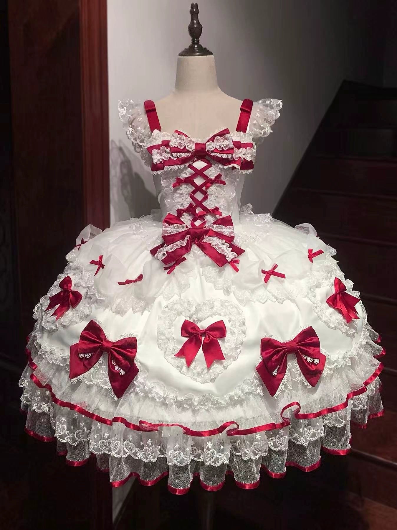 Sugar Girl - Velvet Sweetheart - Doll-like Sweet Lolita Jumper Dress, Bow Accents (L M S) 44021:792752