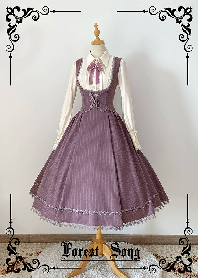 Forest Song - Kleta Manor - Bust-Supporting Classic Lolita JSK Dress Purple Bust-Supporting JSK Only S