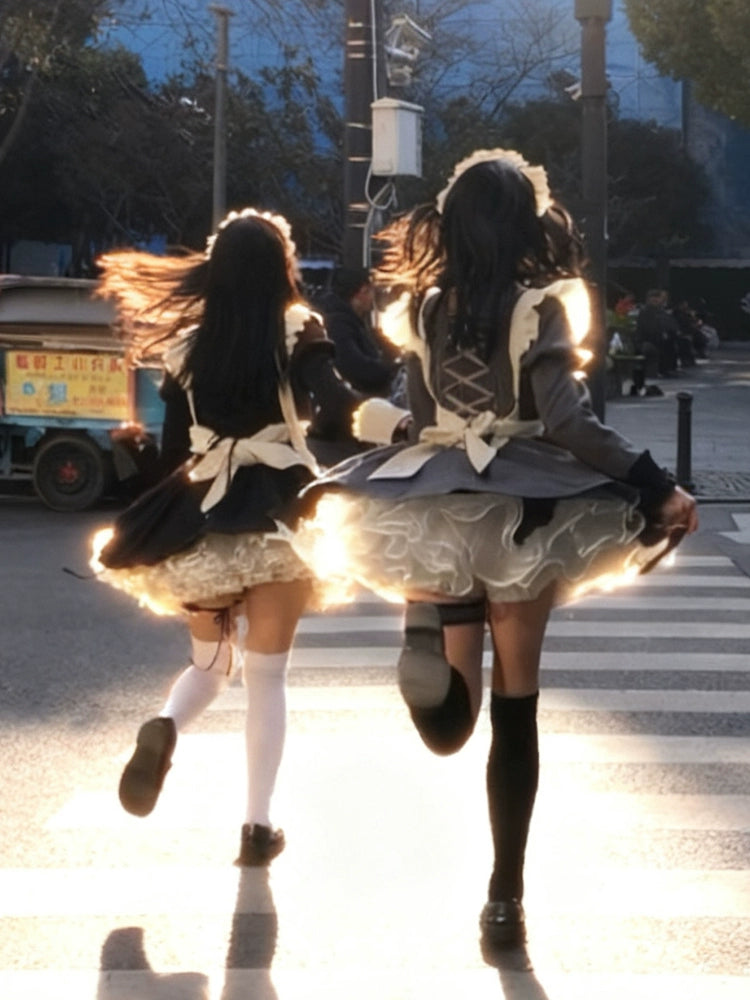 With PUJI - Suki - Maid Lolita OP Set, Detachable Apron, Juliet Sleeve