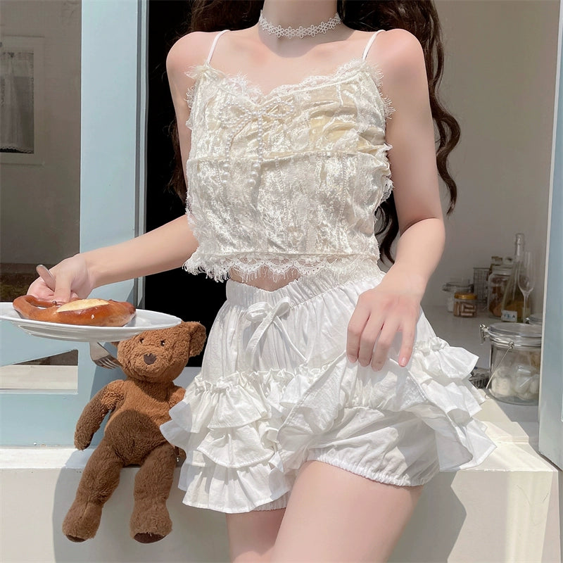 Sugar Girl - Daily Lolita Bloomers Anti-Exposure Pink Ruffle Safety Shorts