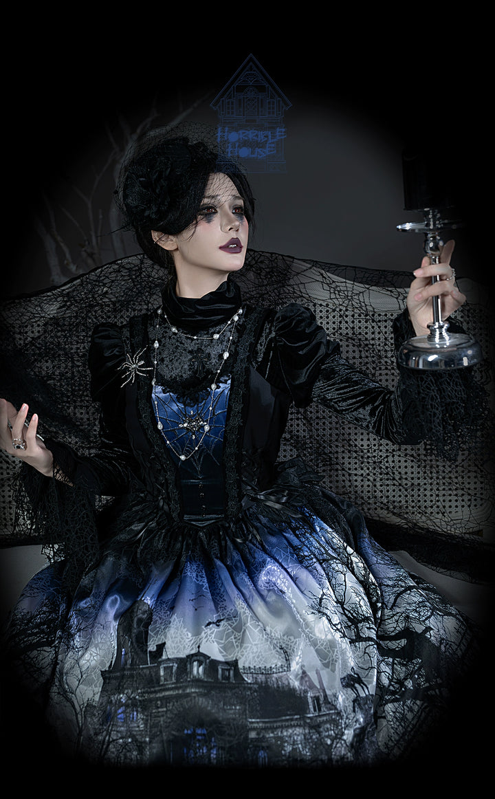 LilithHouse~Horror House~Gothic Lolita JSK with Spooky Castle Print