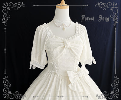 Forest Song~Elegant Lolita Solid Color Bow OP Dress Multicolors   