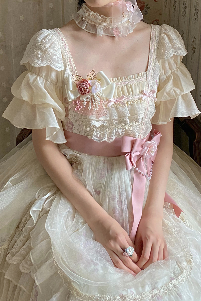 NanShengGe~Old Dream~Elegant Lolita OP Dress Plus Size Dress M Brooch flower only 