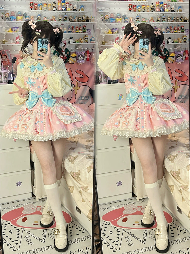 Mewroco~Frosting~Sweet Lolita Yellow Doll Collar Blouse   