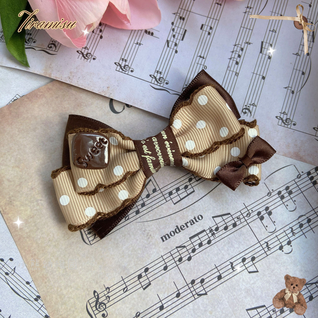 Bear Doll~Augustina~Kawaii Lolita Chocolate Paired Brooch and Hair Clip chocolate side clips  