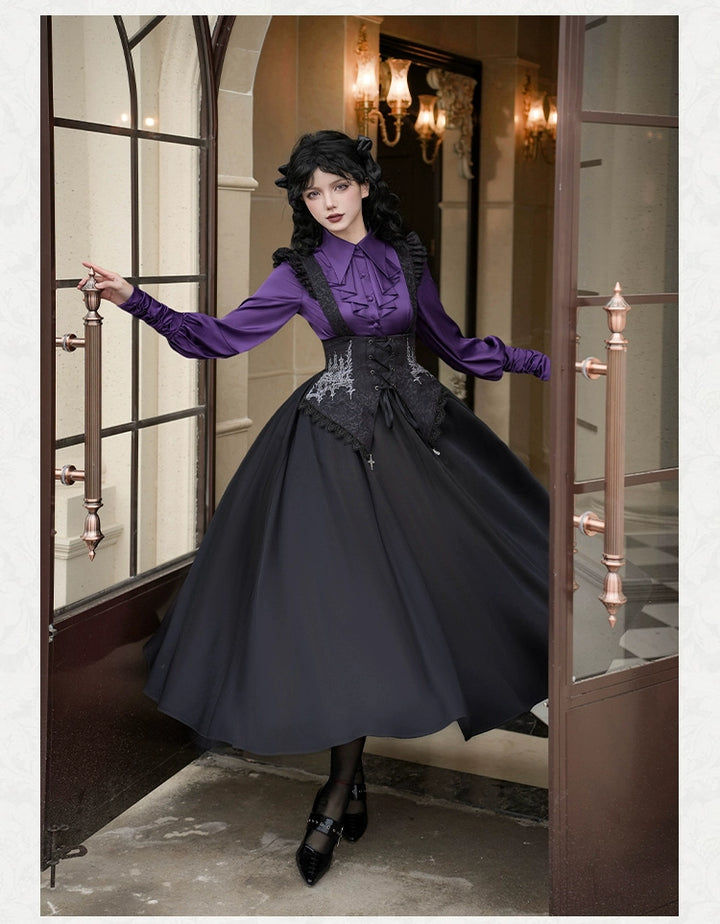 With PUJI~Thorny Night~Gothic Lolita Bust-supporting Skirt With Removable&Adjustable Strap
