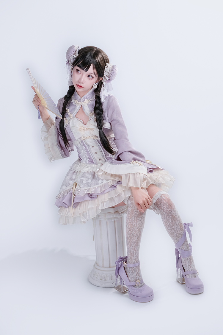 Dreamland - Floating Koi Land - Satin Classic Lolita Platform Shoes, Transparent Heel 44317:804093