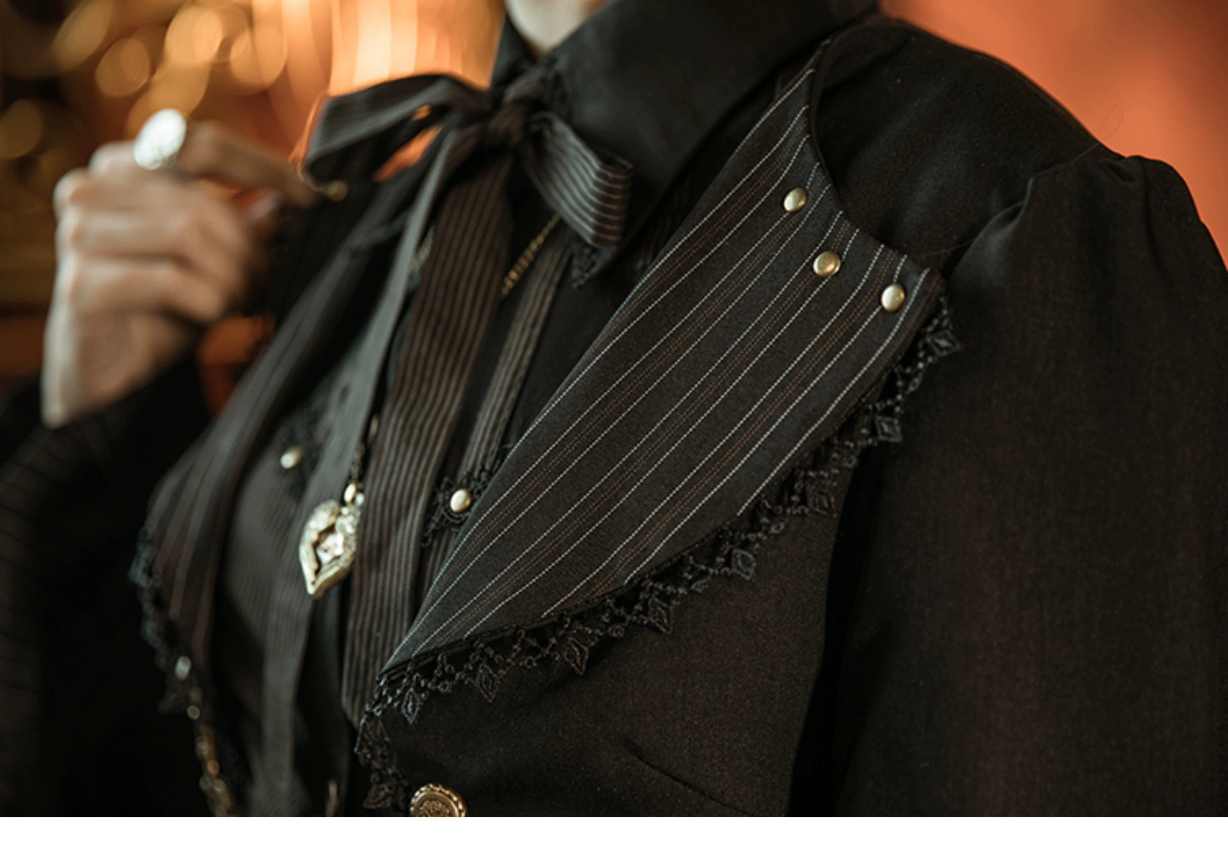 (BFM)Mr. Yi's Steam Continent~Gothic Lolita Cardigan Long Sleeve Black Short Jacket 36496:513162