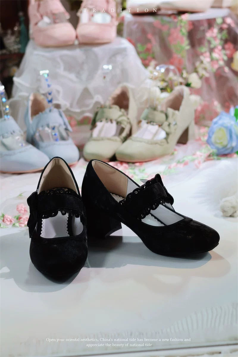 Heidi Manor - Classic Lolita Chunky Heels Shoes, Cutout Trims (35 36 37 38 39 40) 44499:812232