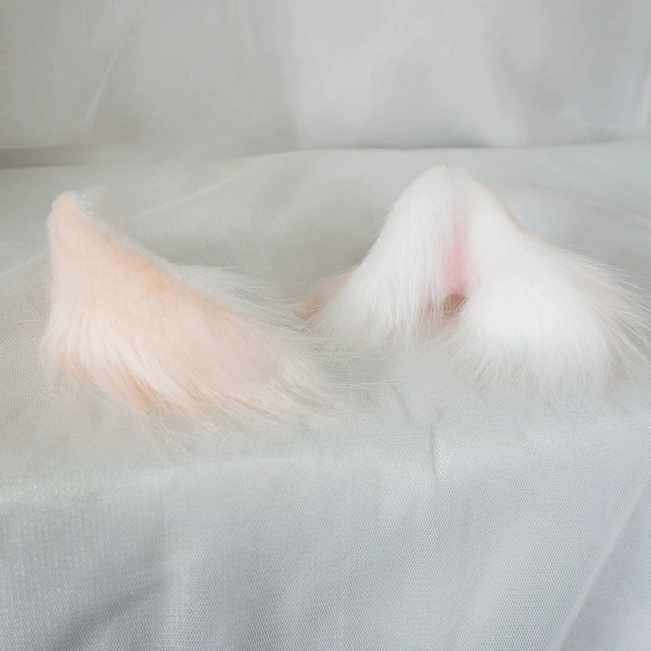 MaoJiang Handmade~Sweet Lolita Headdress Cat Ear Hair Clips Light flesh pink