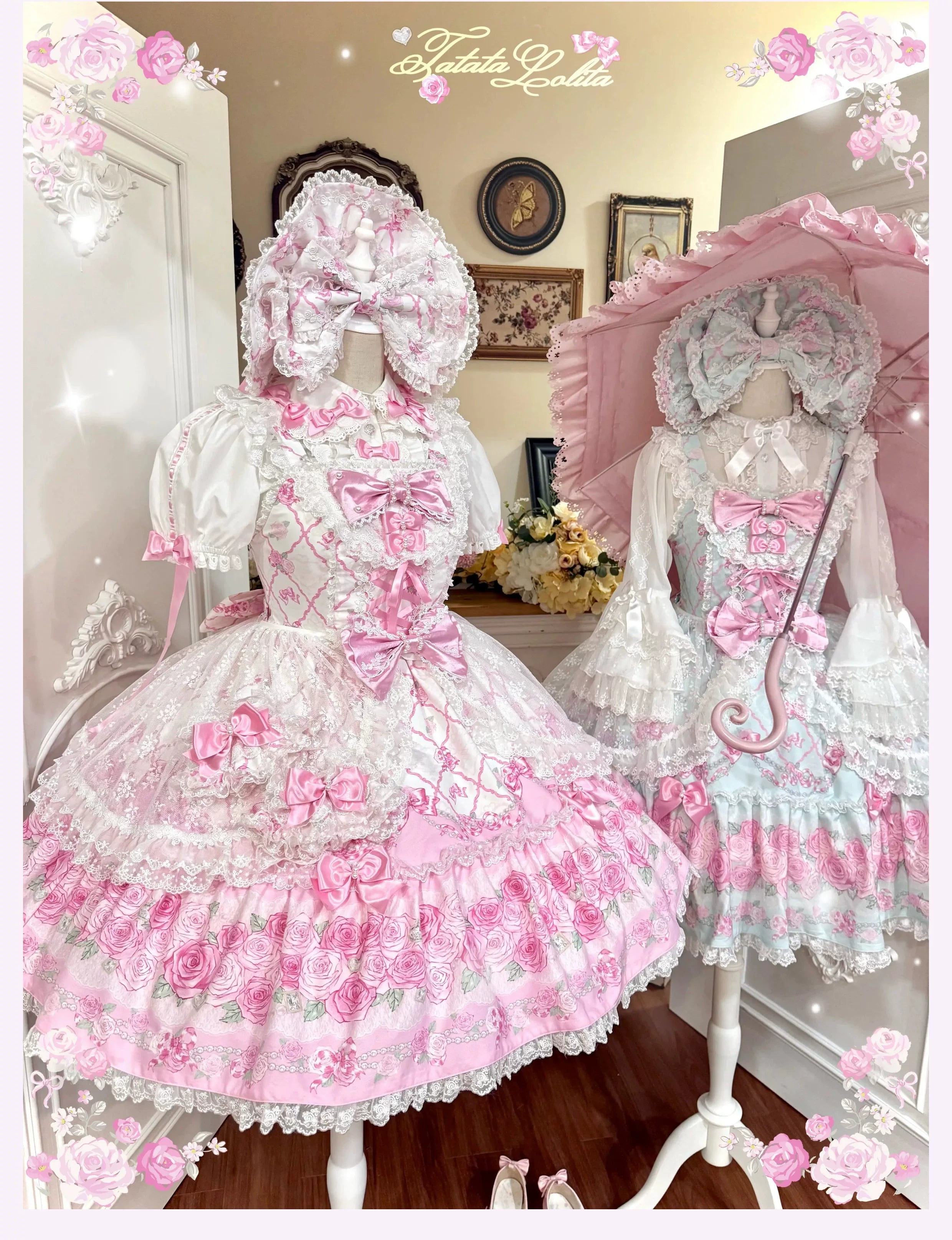 Summer 2026 - Old School Lolita Floral Printed JSK Dress with Ribbon Bows 45521:851904