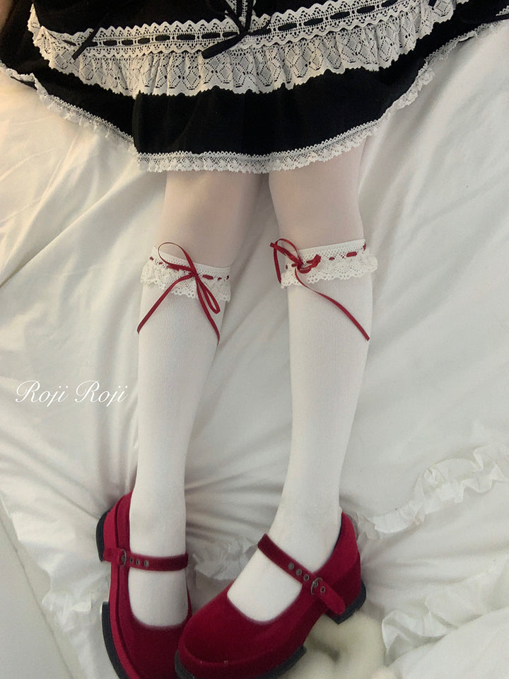 Roji Roji~Isabella~Sweet Lolita Lace Mid-Calf Socks Multicolors   