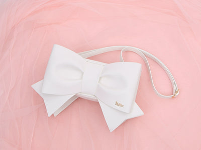 To Alice~Cute 3D Bow Lolita Bag Pearl Crossbody Handbag White  