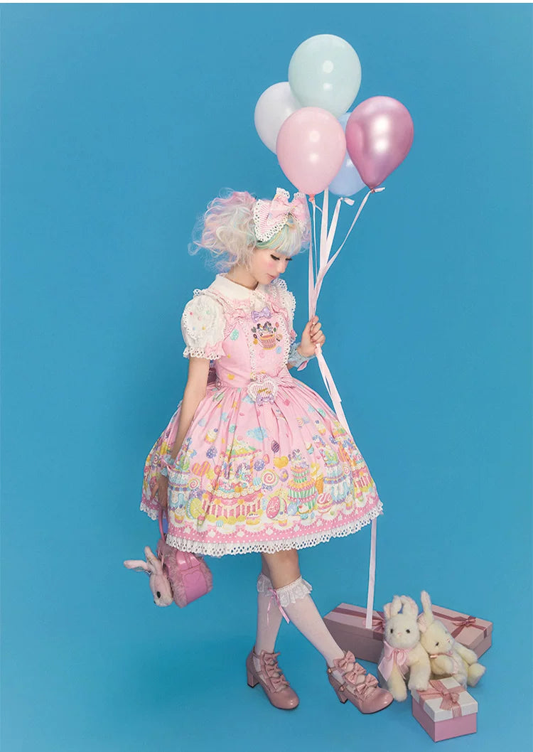 Sweet Dessert Land - Kawaii Lolita OP & JSK Dress Suit, Cake Print 44542:811600
