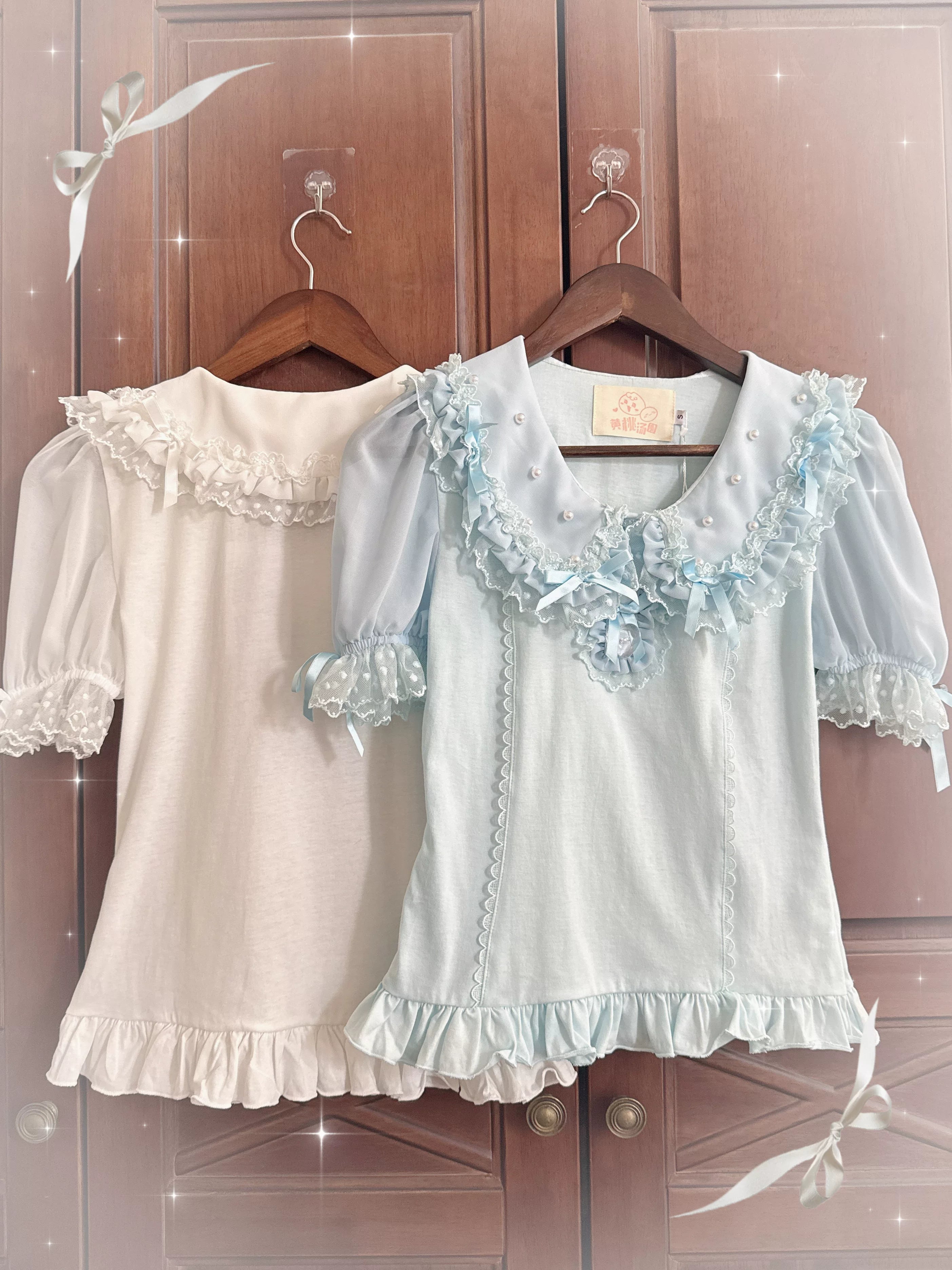 Sea Coconut - Cotton Old School Lolita Peter Pan Collar Blouse with Lace