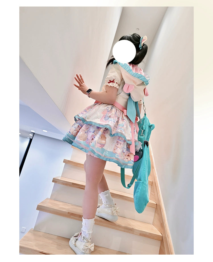 Mewroco~Sweet Lolita Dress Suit Salopette and Hoodied OP 41298:690600