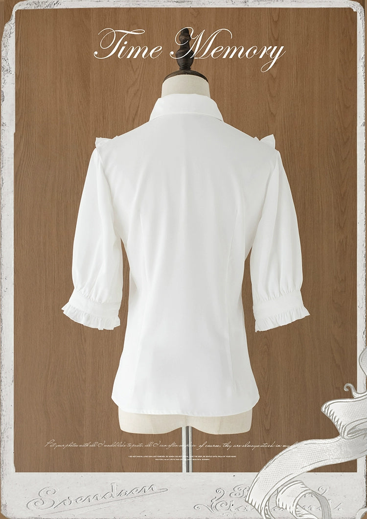 Time Memory~Earl Girl~Chiffon Classic Lolita Shirt with Mid-Length Mutton Sleeves 42822:754494