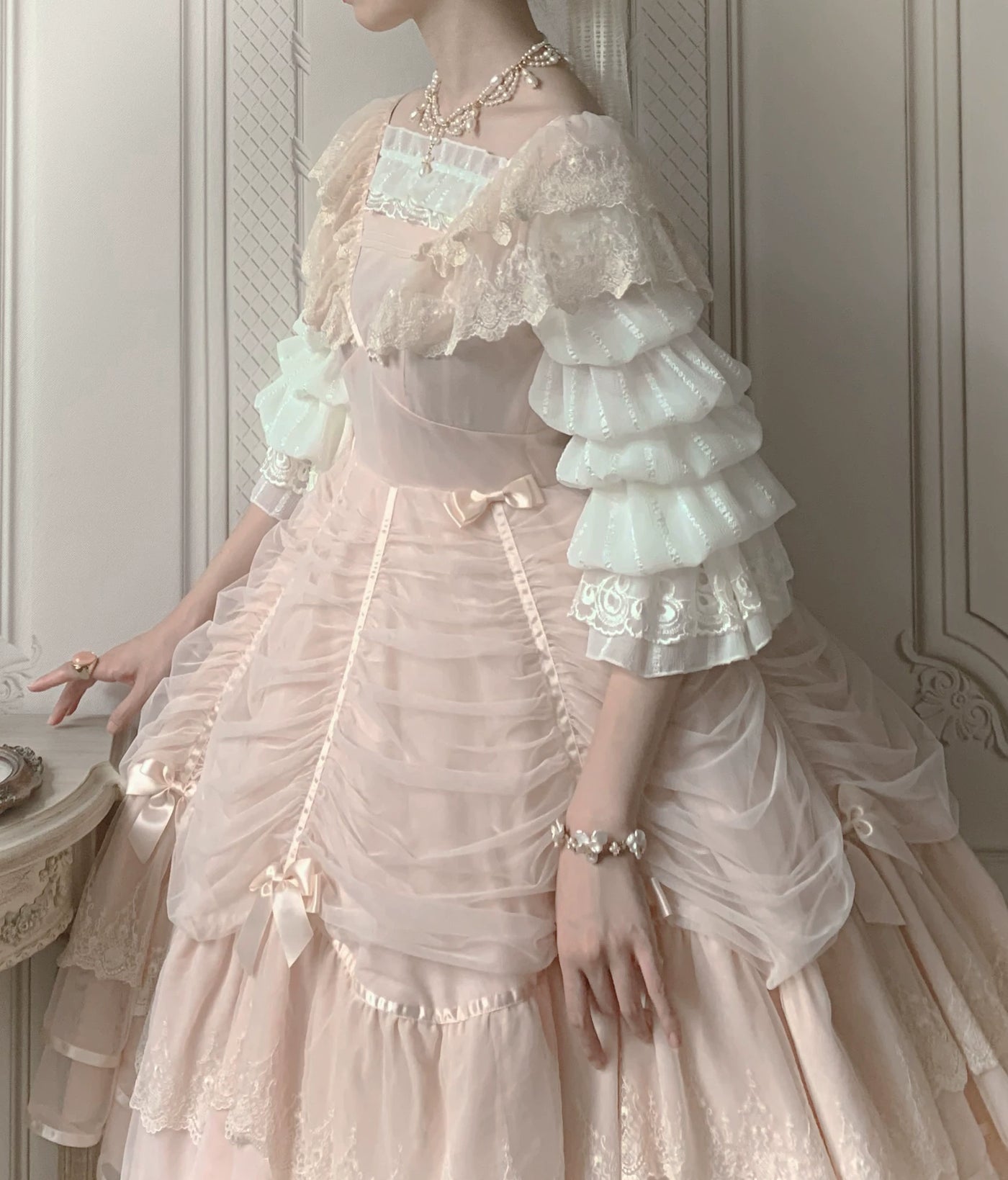 Airfreeing~Wendy~Elegant Lolita Blouse Chiffon Off-Shoulder Virago Sleeve Blouse   