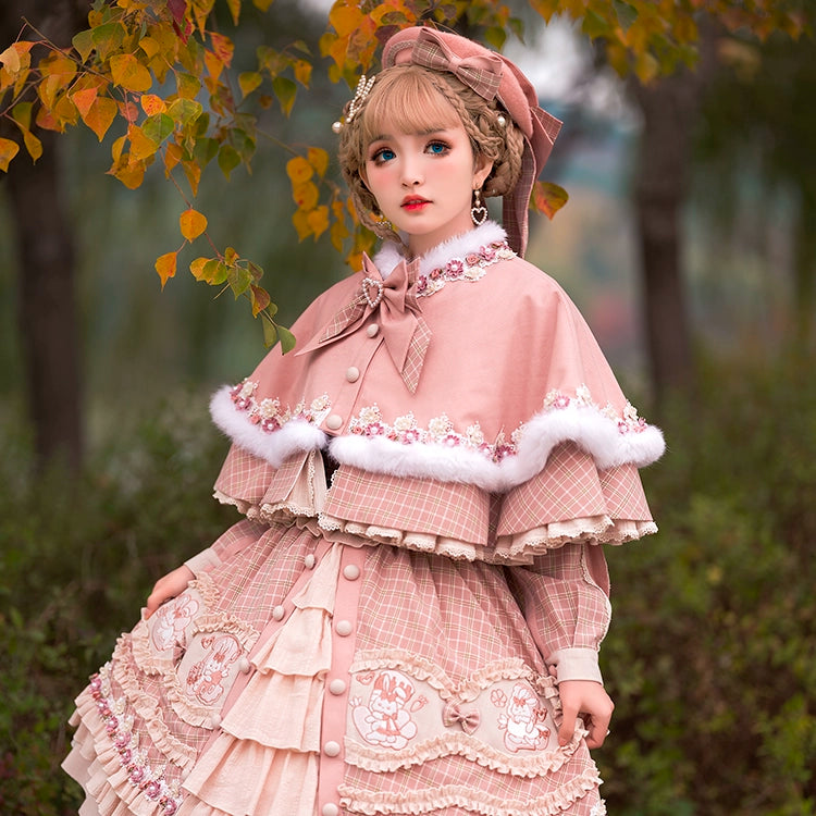 Youpairui - Helford - Sweet Coordinated Lolita Suit Pink Plaid Lolita SK Set