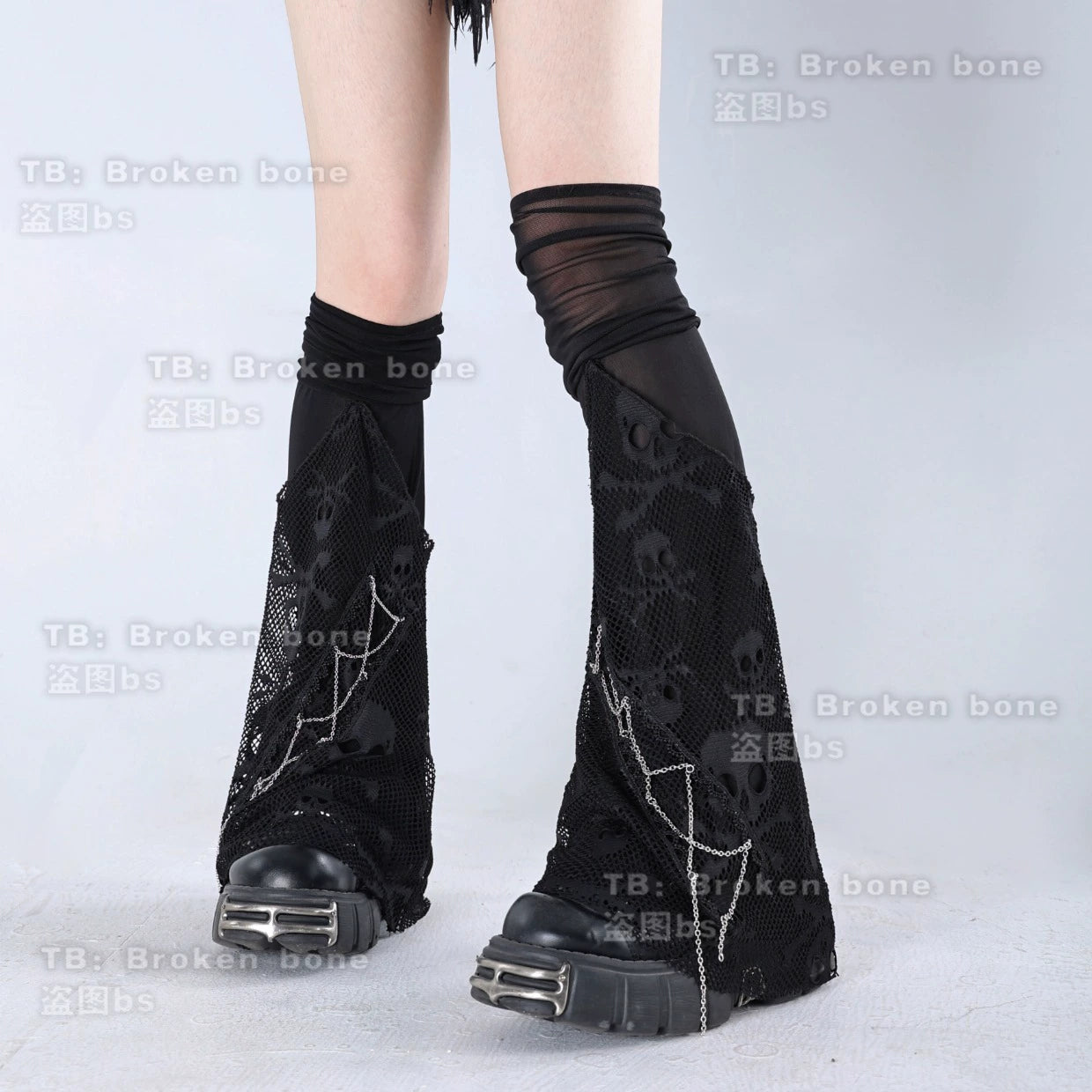Broken Bone - Punk Lolita Leg Sleeve Skull Gauze Leg Socks