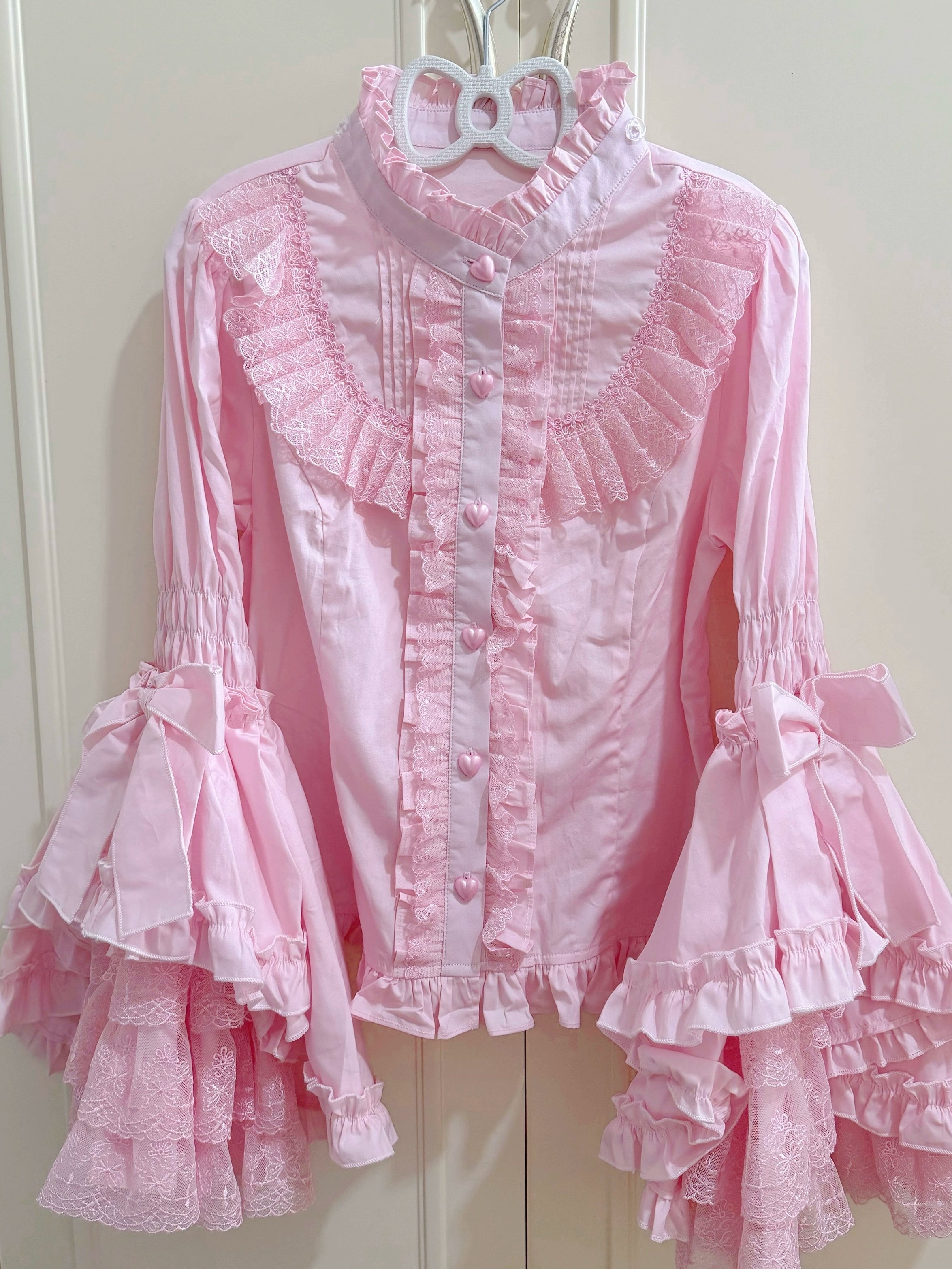 Twilight Zone - Sweet Lolita Blouse Princess Sleeve Shirt Inner Wear XS Pink
