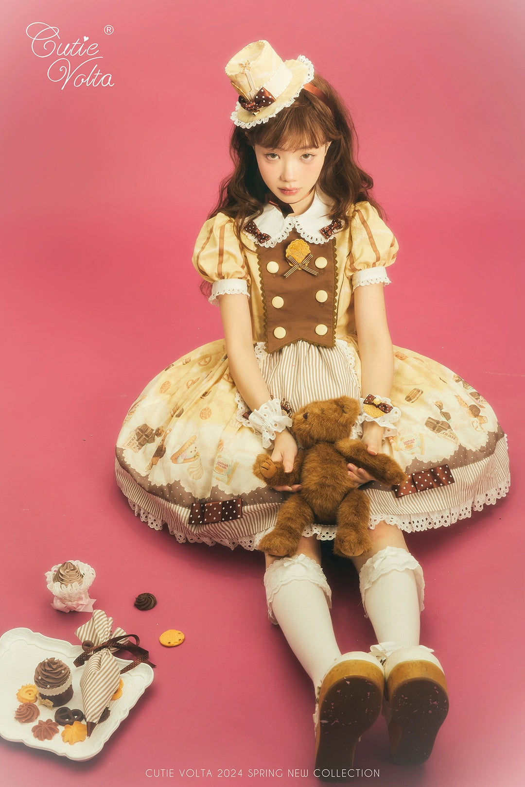 CutieVolta~Blissful Confectionery~Sweet Lolita OP Dress Bear Print JSK   