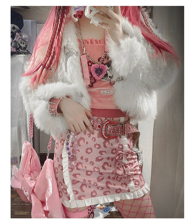 Urtto~Snow Song~Winter Lolita Coat Faux Fur Warm Plush Set   