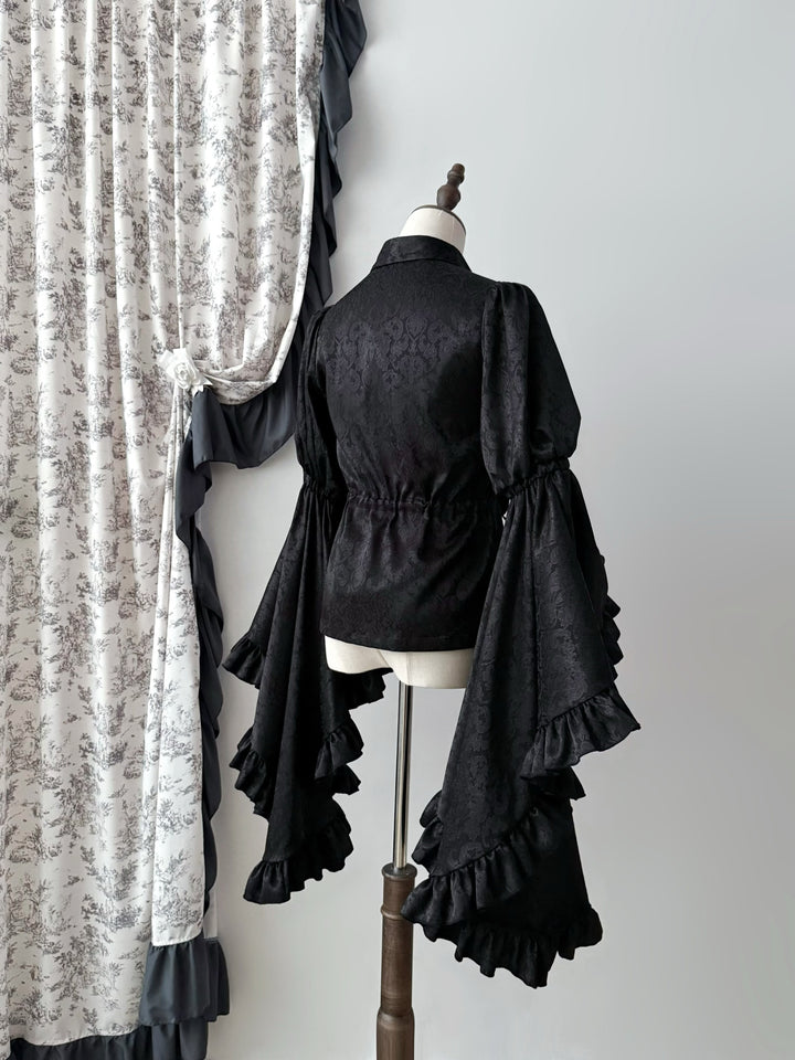Muppet Mind Ben~Moon Stream~Vintage Lolita Blouse with Subtle Pattern and Hime Sleeve