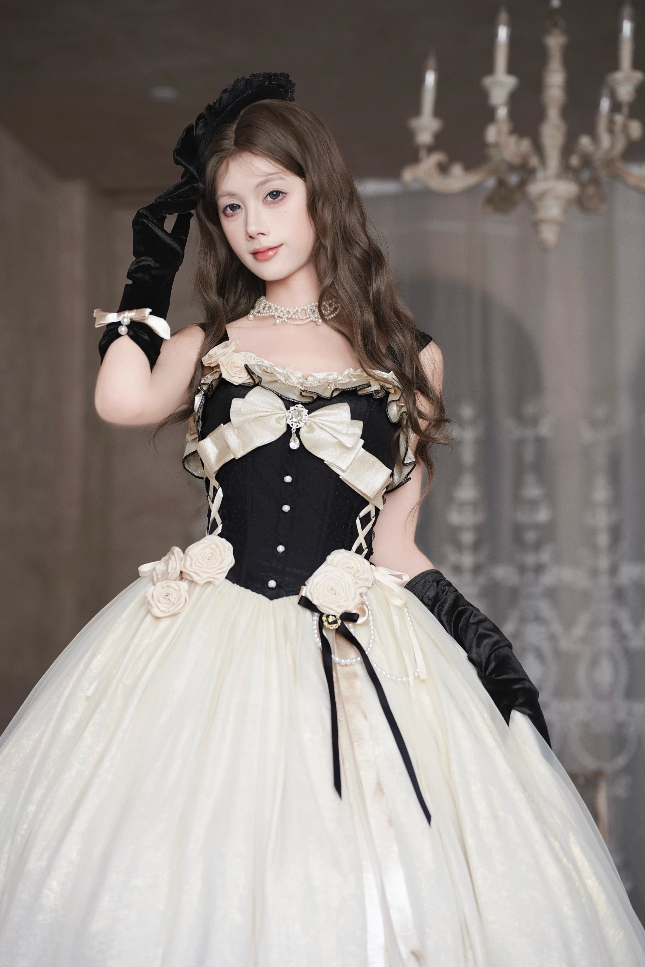 Paris Souvenir - Classic Lolita Corset JSK Dress with 3D Rose Decor