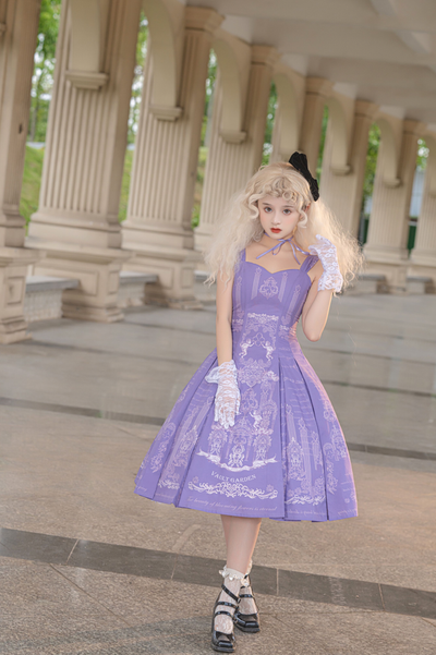 (BFM)Vault Design~Angel Garden~Daily Elegant Lolita Dress Chiffon JSK Dress S Purple 