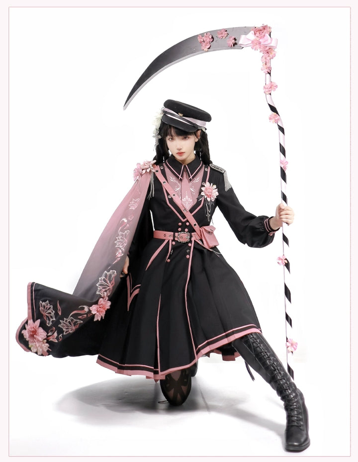 (BFM)Chunlv Lolita~Dark Pink Military Lolita OP Dress Lolita Cloak   