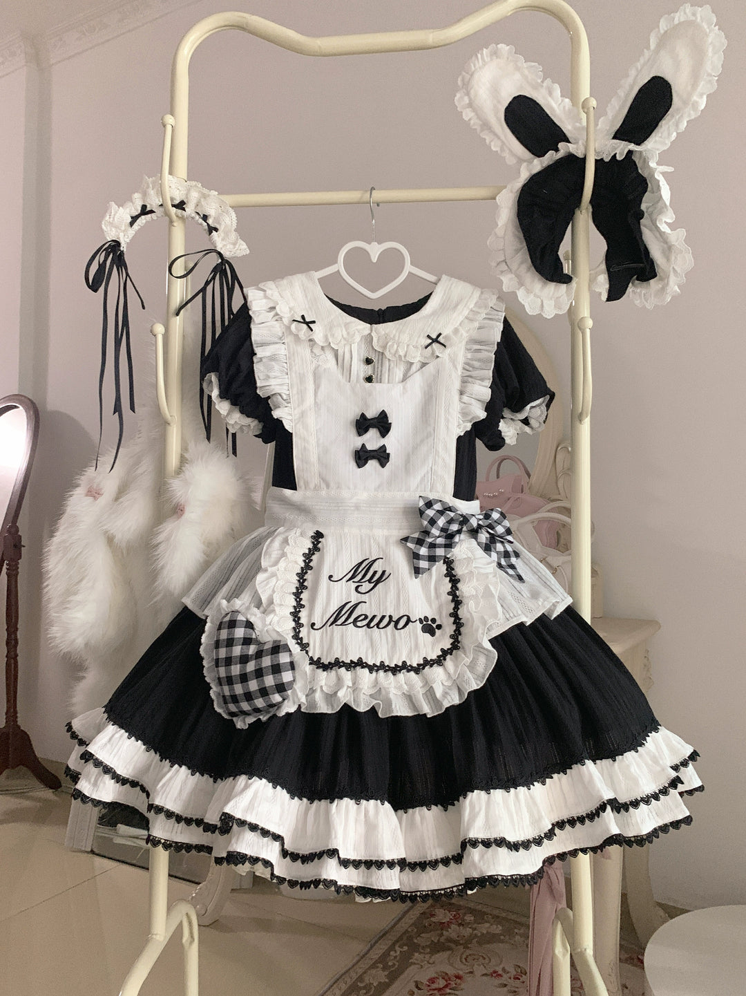 Cream doll~Kitten Maid~Twin Lolita OP Dress Cream Doll Maid OP (L M S XL) 38856:603040