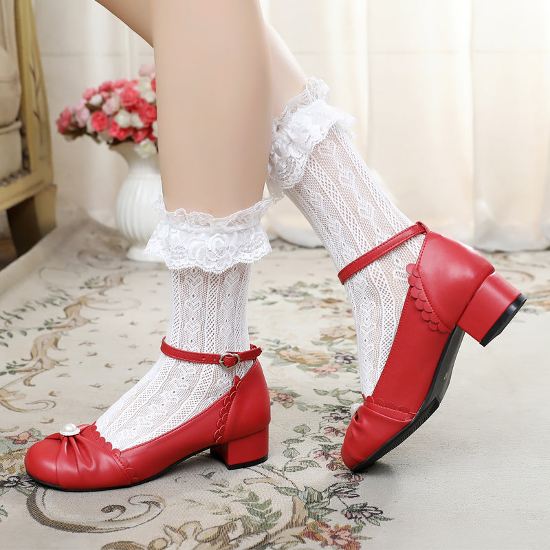 Sosic~Shell Dew~Sweet Lolita Bow Round Toe Shoes (33 34 35 36 37 38 39 40 41 42) 12936:166612