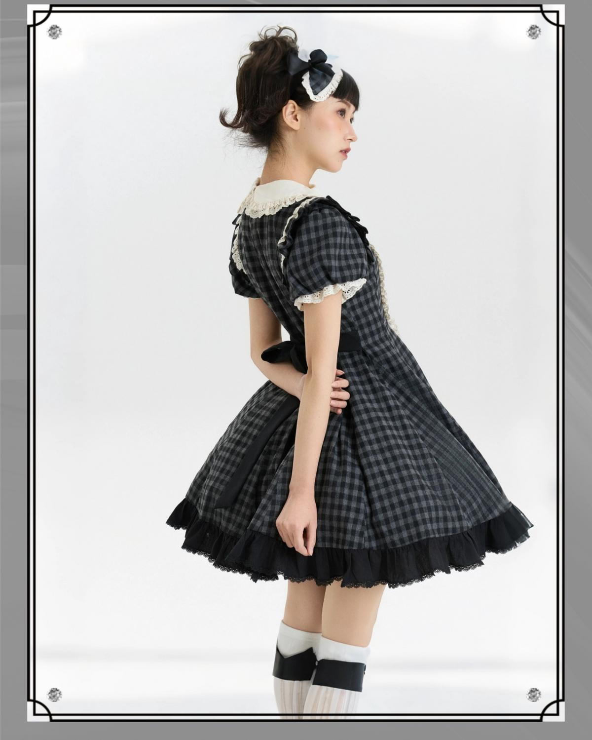 Overseas Letter - Cotton Old School Lolita OP Dress, Gingham & Stripe Patterns 45918:868166