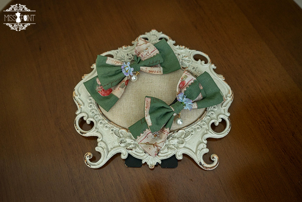 (Buyforme)Miss Point~ Forest Lolita Small Straw Hat Clip KC Accessory pair clips- green
