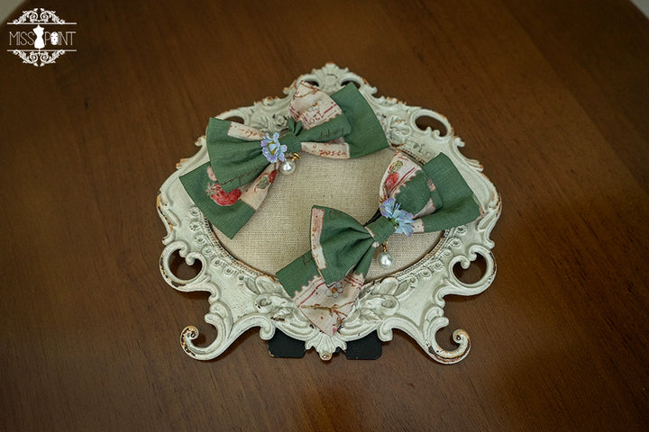 (Buyforme)Miss Point~ Forest Lolita Small Straw Hat Clip KC Accessory pair clips- green