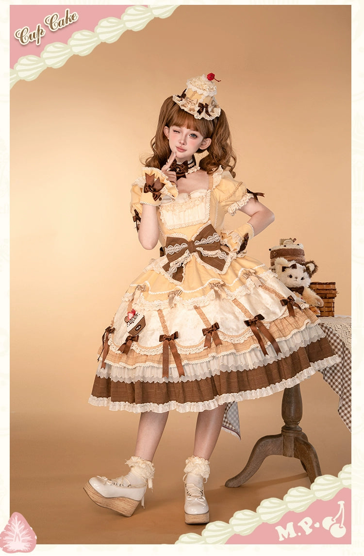 Mademoiselle Pearl~Cup Cake~Sweet Lolita OP Dress Kawaii Lolita JSK SK   