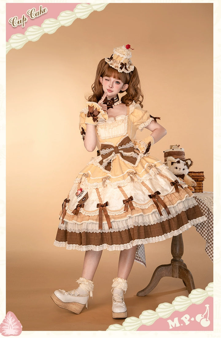 Mademoiselle Pearl~Cup Cake~Sweet Lolita OP Dress Kawaii Lolita JSK SK   