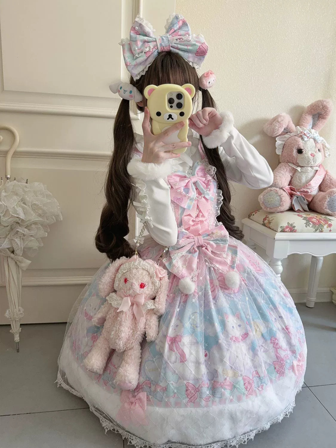 Hanguliang - Candy Mary Cat - Fluffy Sweet Lolita JSK Dress, Kitten Print