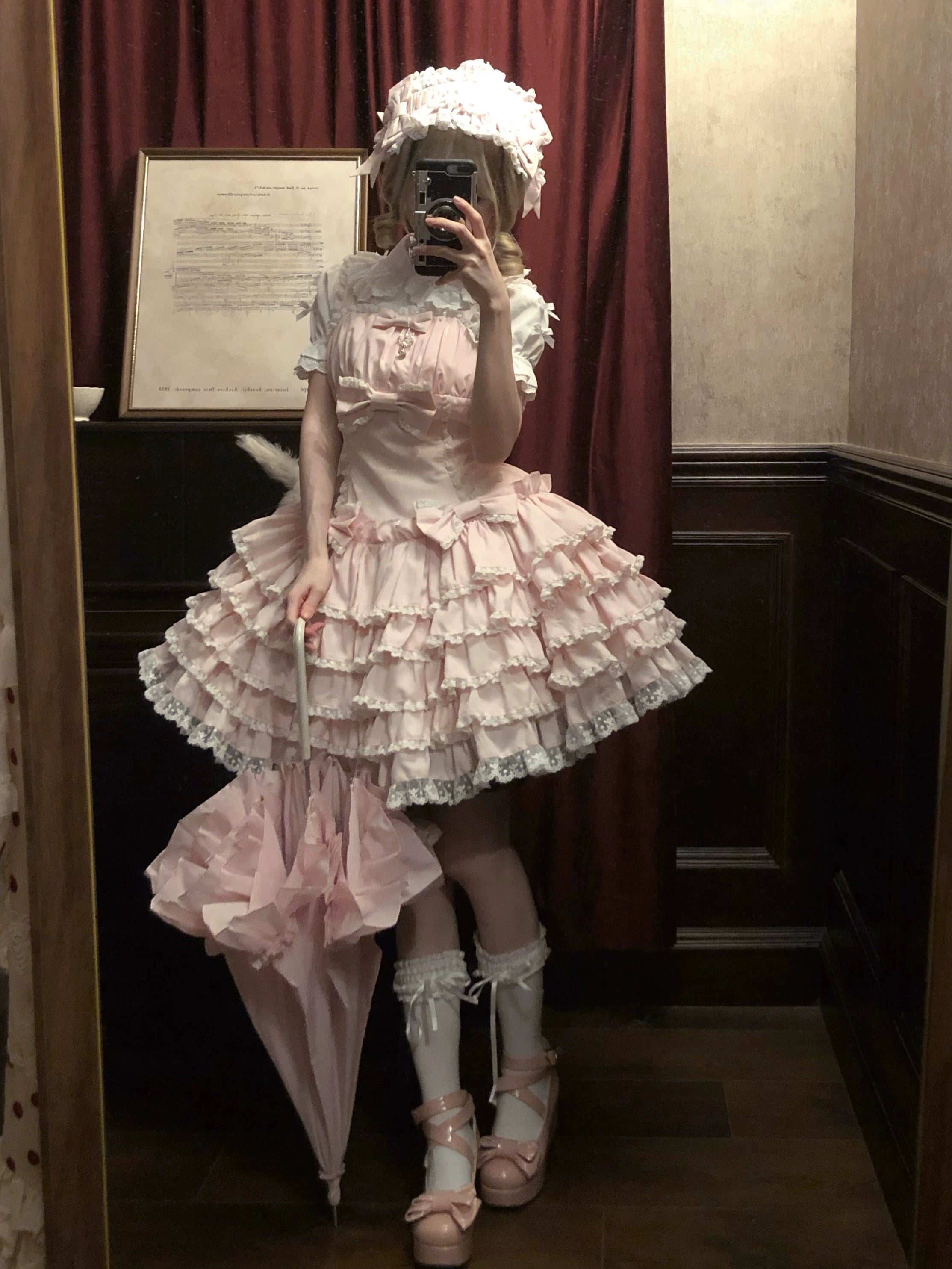 Nn Star~Half Sugar Ism~Sweet Lolita JSK Low Waist Dress With Tiered Hem 43152:768365