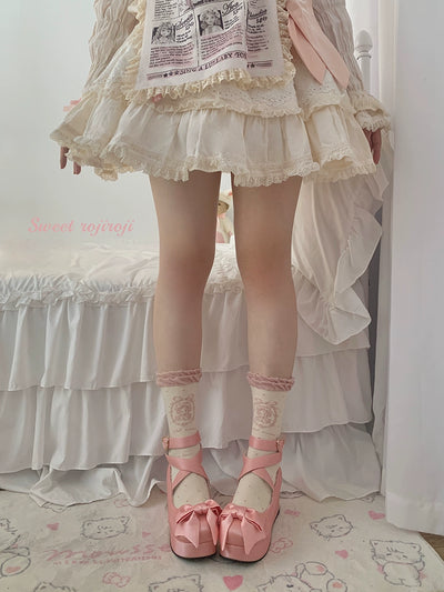 Roji Roji~Kawaii Cotton Lolita Socks Mid-calf Socks   