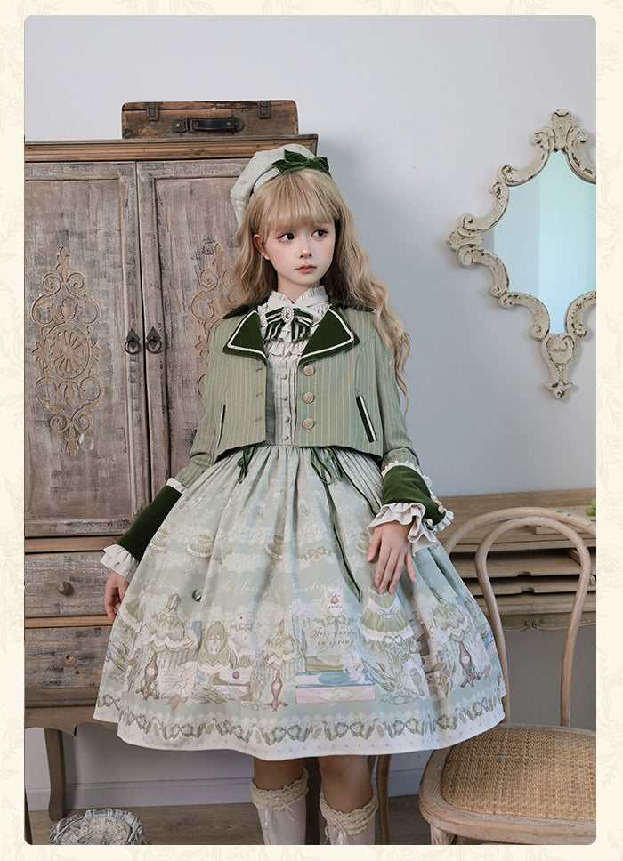 Alice Girl~Iris Study Room~Elegant Lolita JSK Classic Lolita Dress With Square Neck   