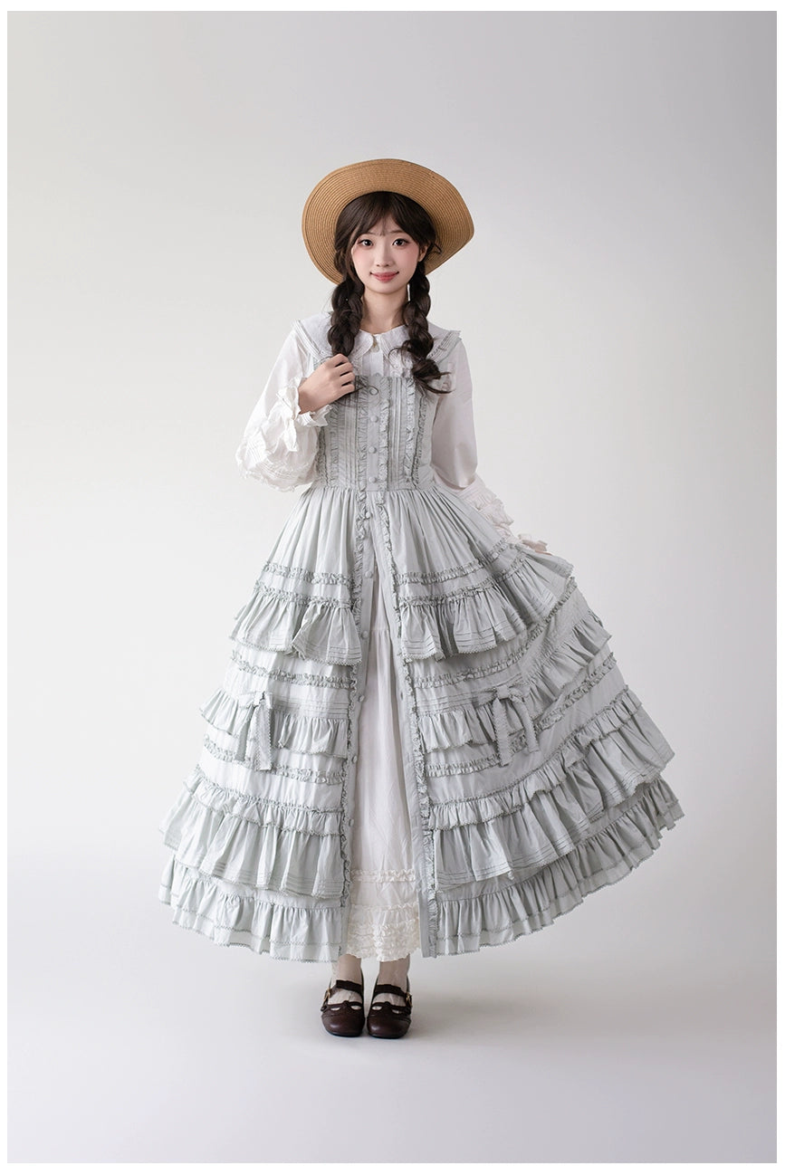 Mumu~Little Lilac~Country Lolita Cotton Jumper Dress Open-Front Lolita Dress 40612:668960