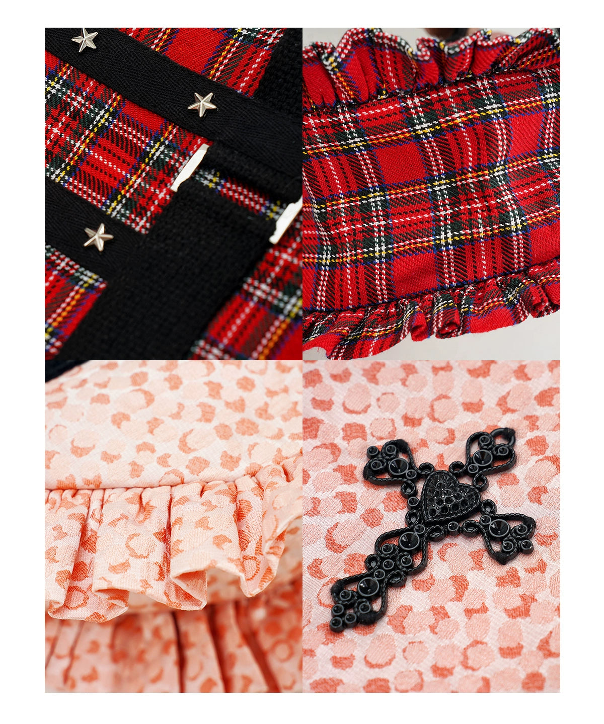 (BFM)Soso Meme Club~Vintage Lolita Heart Shaped Plaid Dot Print JK Uniform Bag 34908:470986